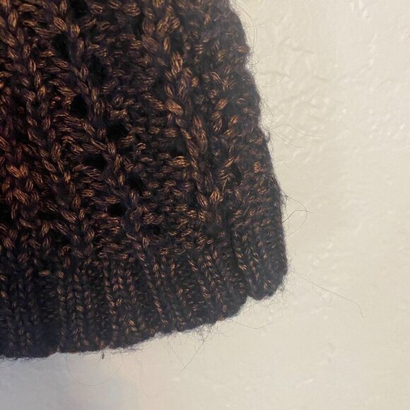 Anthropologie Leo & Sage | Sleeveless Sweater Vest Open Crochet Navy/Copper - Picture 9 of 10